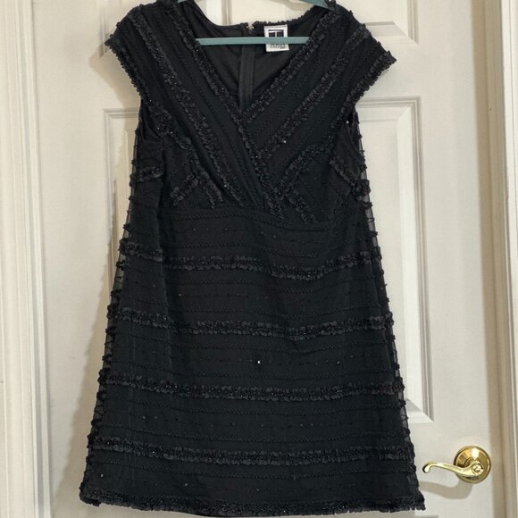 Tadashi TooPlus Size Sequin & Ruffle Mesh Overlay Cocktail Dress 2X - Picture 1 of 15
